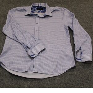 Robert Graham Modern Americana Tailored Fit‎ Button Down Shirt XXL Blue